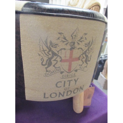 183 - LOVELY POUFFE/STOOL. CITY OF LONDON DESIGN.