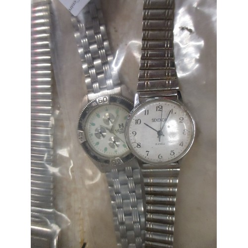 202 - 5 STEEL WATCHES AND A CHUNKY CHAIN.