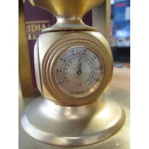 204 - LOVELY GLOBE CLOCK/BAROMETER. 'MERIDIAN COLLECTION. WITH BOX. GLOBE TURNS, AS DOES THE WHOLE BASE. L... 