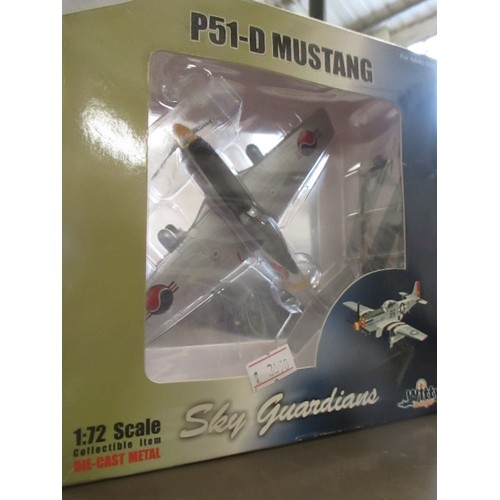 219 - COLLECTABLE DIE-CAST PLANE. P51-D MUSTANG. SKY GUARDIANS. 1:72 SCALE. BOXED.