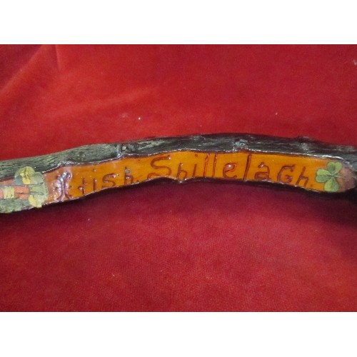 220 - IRISH SHILLELAGH WOODEN CLUB. WITH PAINTED HORSE AND CART SCENE.