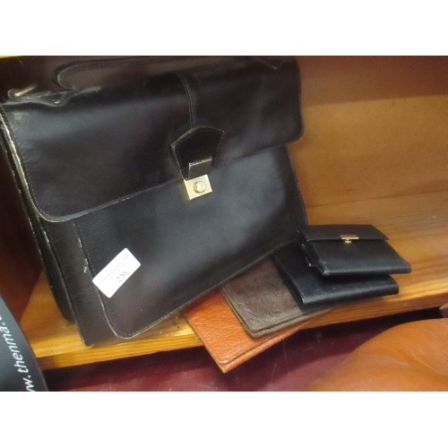 236 - VINTAGE BRAZILIAN BLACK LEATHER HANDBAG, ALSO WALLETS/PURSES.