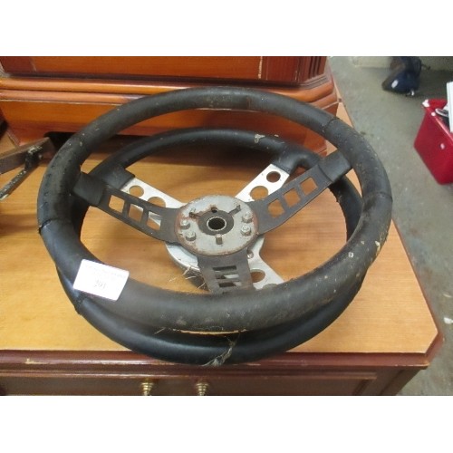 291 - THREE STEERING WHEELS