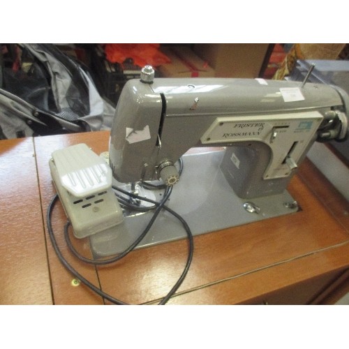 306 - A FRISTER & ROSSMANN ELECTRIC SEWING MACHINE - MODEL 35 - DROPS DOWN INTO A NEAT SIDE TABLE WITH FAU... 