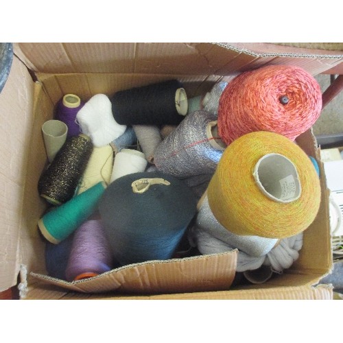 347 - LARGE BOX OF WOOL & YARN ON CONES