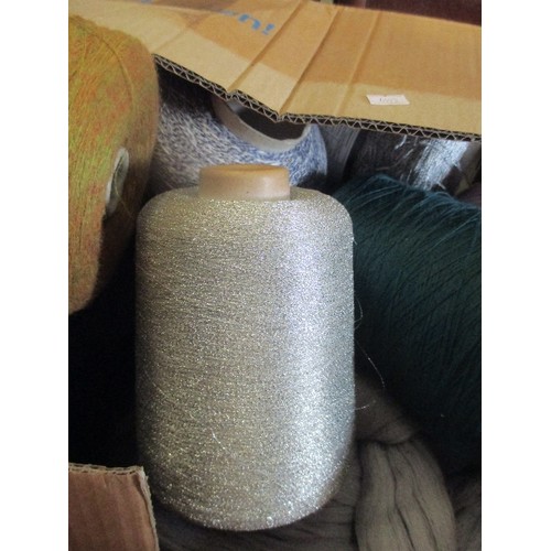 347 - LARGE BOX OF WOOL & YARN ON CONES