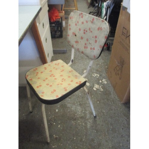 369 - MID CENTURY RETRO FORMICA TOPPED TABLE AND CHAIR