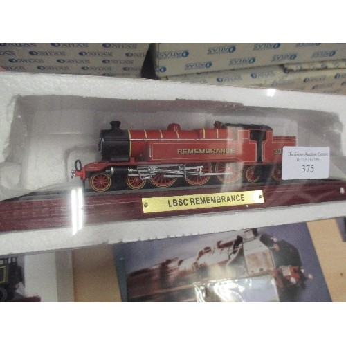 375 - FOUR ATLAS EDITIONS MODEL LOCOMOTIVES WITH LEAFLETS INCLUDES PLM PACIFIC, PACIFIC CHAPELON NORD, LBS... 