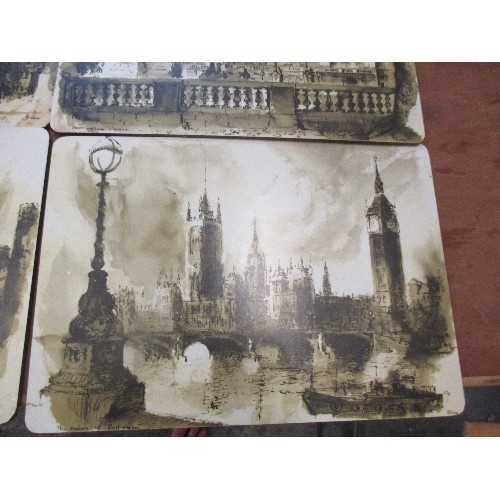 386 - SET OF 4 PLACE MATS BY TAUNTON VALE WITH LONDON SCENES IN SEPIA TONES