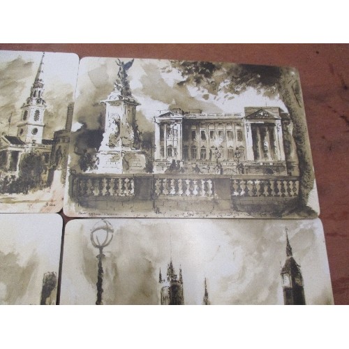 386 - SET OF 4 PLACE MATS BY TAUNTON VALE WITH LONDON SCENES IN SEPIA TONES