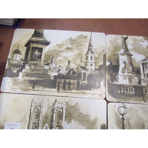 386 - SET OF 4 PLACE MATS BY TAUNTON VALE WITH LONDON SCENES IN SEPIA TONES