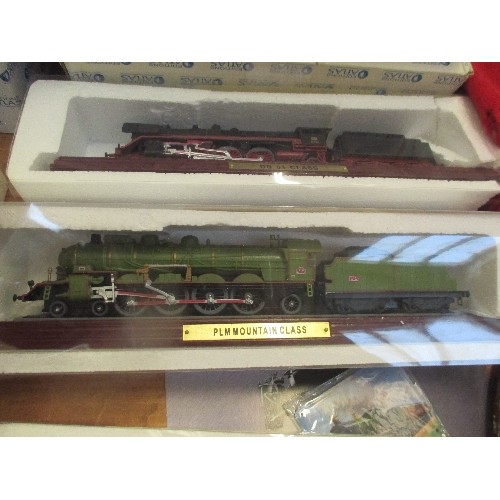 402 - FIVE ATLAS EDITIONS MODEL LOCOMOTIVES WITH LEAFLETS INCLUDES READING 0-6-0 CAMELBACK, THE GENERAL, P... 