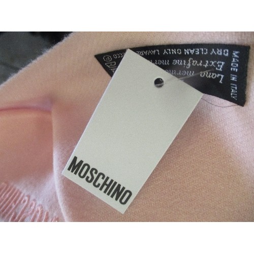 403 - FOUR QUALITY SCARVES INC NIGEL HALL 100% COTTON, M&S TARTAN, MOSCHINO PINK MERINO WOOL & V FRAAS GER... 