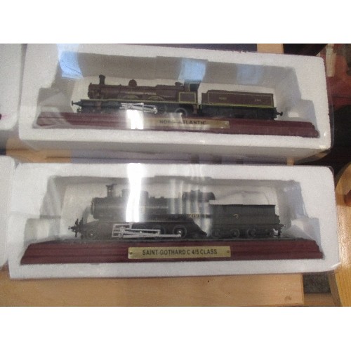 378 - FOUR ATLAS EDITIONS MODEL LOCOMOTIVES WITH LEAFLETS INCLUDES SNCF 4-6-4 CLASS, BRITANNIA CLASS, NORD... 