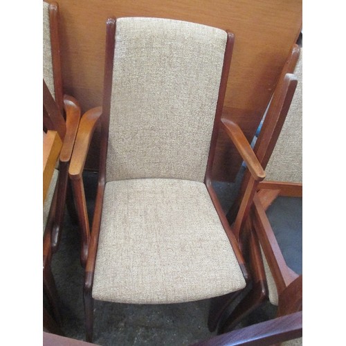 366 - SET OF SIX TEAK DINING CHAIRS - INCLUDES 2 X CARVERS