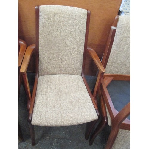 366 - SET OF SIX TEAK DINING CHAIRS - INCLUDES 2 X CARVERS