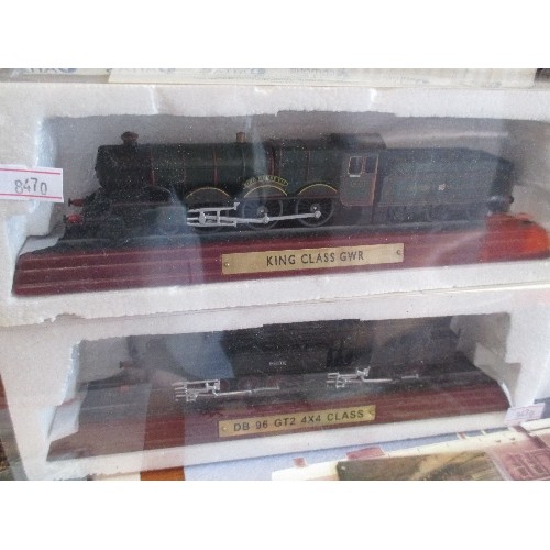 436 - FOUR ATLAS EDITIONS MODEL LOCOMOTIVES WITH LEAFLETS INCLUDES THE ROYAL SCOT, A 3/5 CFF, SERIES 96 GT... 