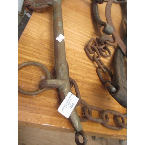 509 - VINTAGE BRASS COVERED HORSE HAMES AND TWO LEATHER HORSE STRAPS