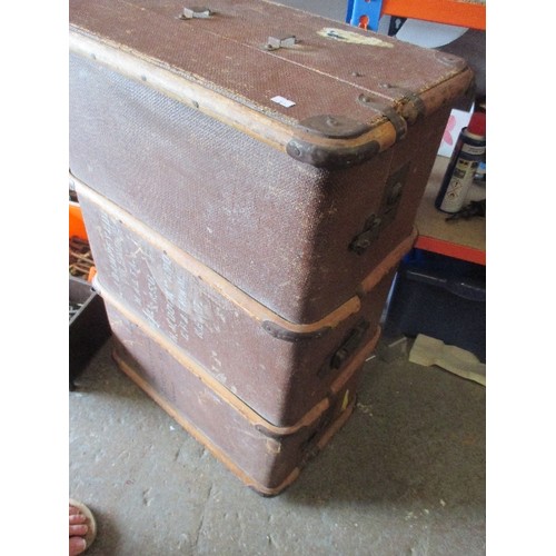 475 - VINTAGE WOODEN BOUND STEAMER TRUNK