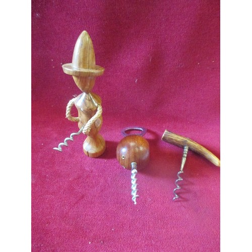 5 - 3 X CORKSCREWS INC NOVELTY, ANTLER AND BALL FISH