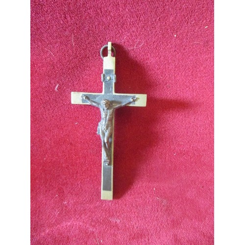 12 - VINTAGE SILVER PLATE AND BLACK CRUCIFIX - 12CM