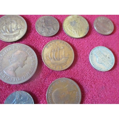 15 - POUCH OF COINS - MOSTLY BRITISH, VICTORIA TO ELIZABETH, 1941 AMERICAN 5 CENTS ETC