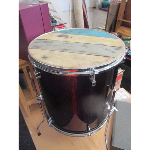 200 - DRUM TABLE. TIGER DKT SERIES AUBERGINE COLOURED DRUM WITH WOODEN TOP.