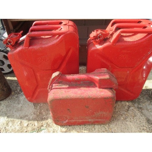 526 - 2 CLARKE 20 RED JERRY CANS AND 1 OTHER