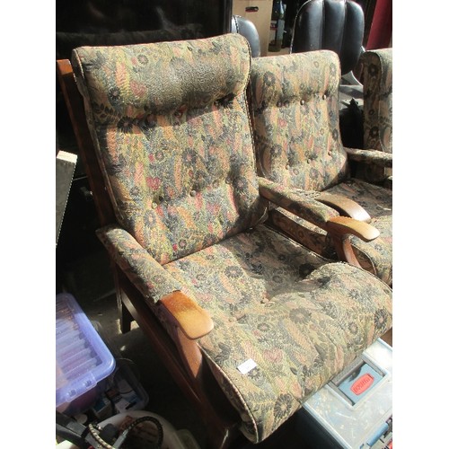 453 - 3 X OAK FRAMED ARMCHAIRS