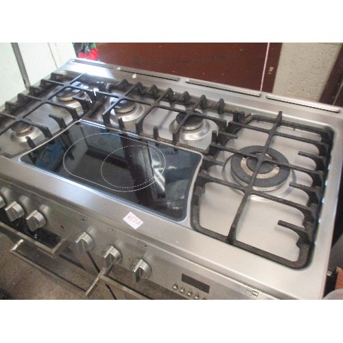 453A - HOTPOINT STAINLESS STEEL RANGE STYLE DUEL FUEL ELECTRIC OVEN & GAS HOB, WITH ELECTRIC HOT PLATE - 10... 