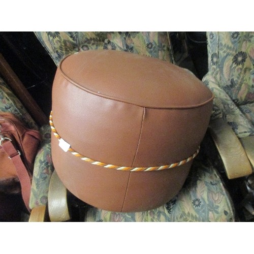 453C - RETRO VINYL POUFFE WITH ROPE TRIM - 46CM