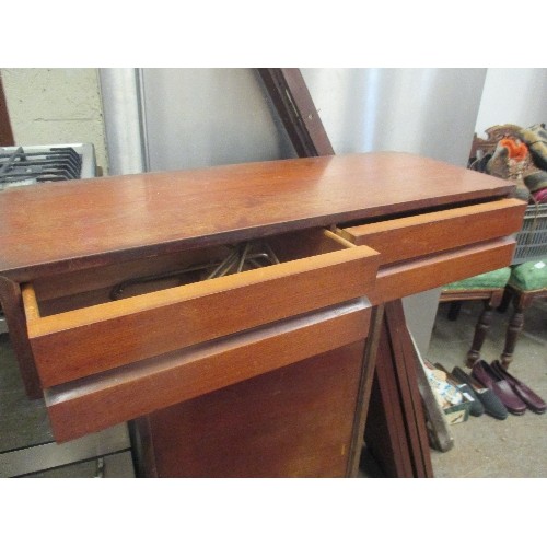 453E - 1960'S TEAK LADDERAX WALL UNIT WITH 4 SHELVES, BUREAU SECTION AND DRAWER SECTION. WITH THREE WALL SU... 