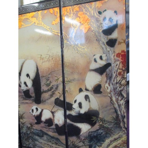 108 - SMALL ORIENTAL PANDA TABLE SCREEN - 44CM X 24CM