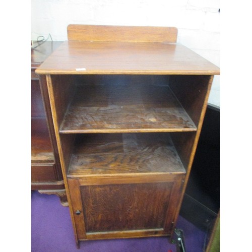 156 - VINTAGE OAK CABINET WITH OPEN SHELVES AND CUPBOARD BELOW