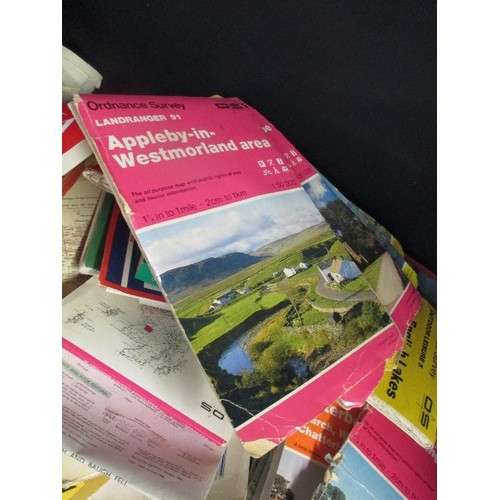 174 - QUANTITY  OF MAPS - ORDNANCE SURVEY, LANDRANGER, ETC - ALSO GUIDE BOOKS