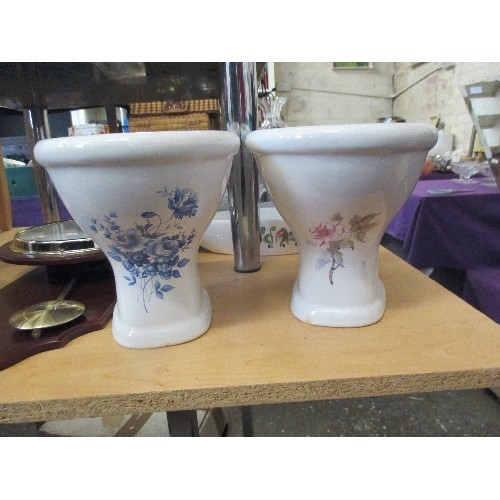 198 - TWO MINIATURE CERAMIC TOILET- PLANT POTS - OR SALESMAN'S SAMPLES?