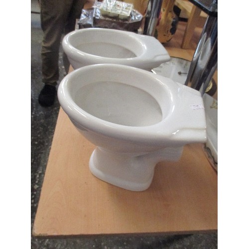 198 - TWO MINIATURE CERAMIC TOILET- PLANT POTS - OR SALESMAN'S SAMPLES?