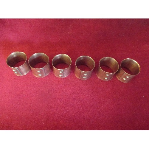 70 - SET OF 6 ARTS AND CRAFTS HAMMERED COPPER NAPKIN RINGS