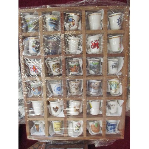 196 - COLLECTION OF CERAMIC THIMBLES IN DISPLAY RACKS