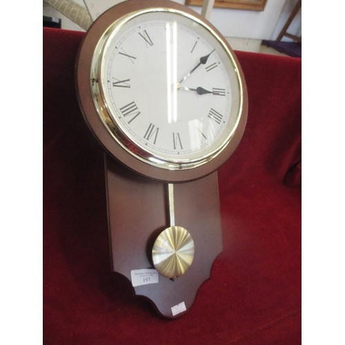 197 - LONDON CLOCK COMPANY QUARTZ WALL CLOCK WITH PENDULUM