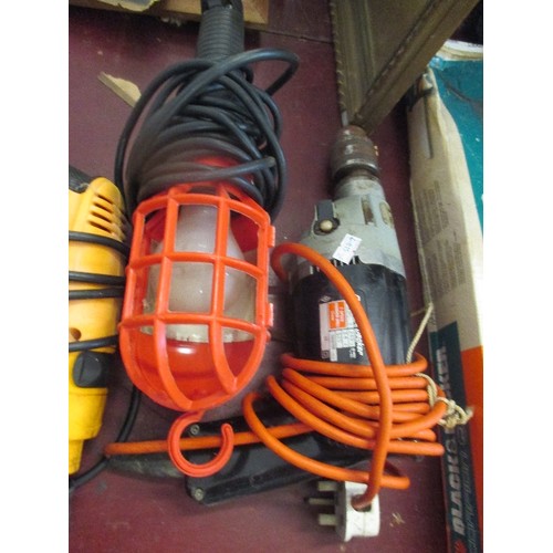 203 - BLACK & DECKER DRILL, JUMBO-TECH DRILL AND AN INSPECTION LIGHT