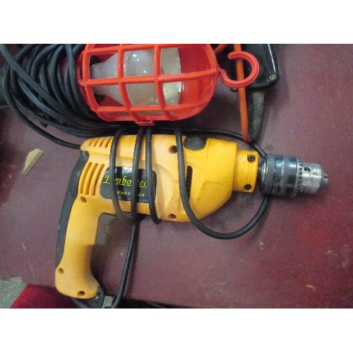 203 - BLACK & DECKER DRILL, JUMBO-TECH DRILL AND AN INSPECTION LIGHT