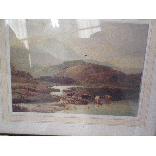 227 - VICTORIAN AND LATER PRINTS AND WATERCOLOUR, INCLUDES A WATERCOLOUR OF A WHITE HORSE SIGNED A.C.P, 19... 