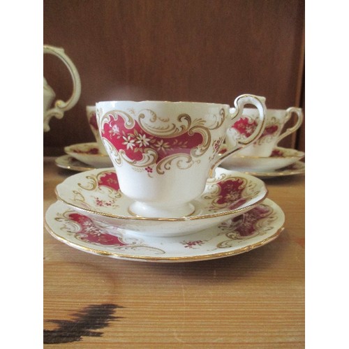 334 - 'MAJESTIC' TEASET FOR 6 INCLUDING CAKE PLATE, TEAPOT, MILK AND SUGAR