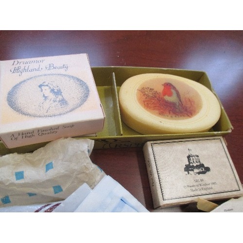 347 - SELECTION OF VINTAGE HAIR NETS (RARE TO FIND AND ATTRACTIVE TO THE EYE) PLUS SOME VINTAGE BOXED SOAP... 