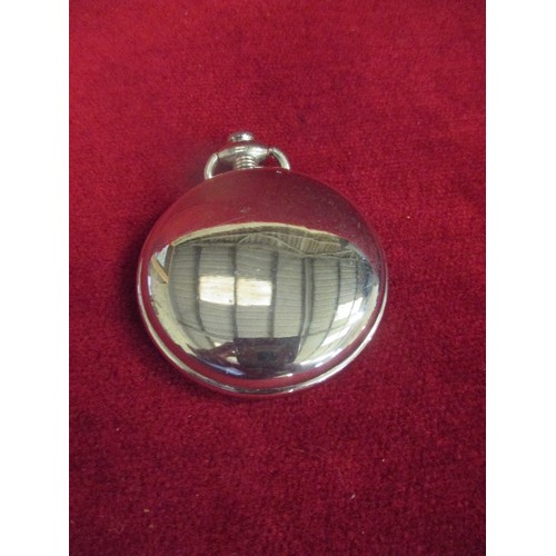 12 - SILVER PLATED POCKET WATCH WITH HUNTING SCENE ON THE DIAL