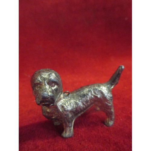 17 - 3 SILVER METAL ALSATIONS AND A FURTHER METAL DOG MARKED 