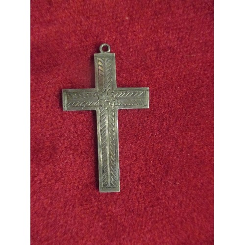 27 - VINTAGE SILVER PENDANT CROSS MARKED 