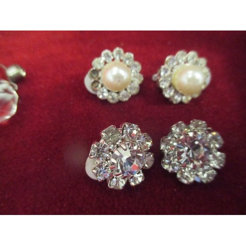 58 - 4 PAIR OF COSTUME JEWELLERY EARRINGS - DIAMANTE AND CRYSTAL