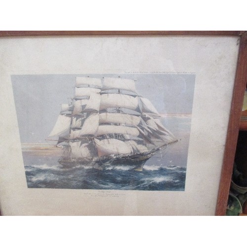 370 - 2 PRINTS - CUTTY SARK AND FLYING CLOUD, FRAMED AND GLAZED